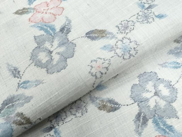 平和屋着物●本真綿紬 草花文 反端付き 正絹 逸品 未使用 CAAW8660yc