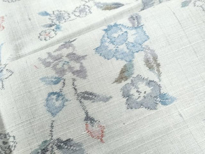 平和屋着物●本真綿紬 草花文 反端付き 正絹 逸品 未使用 CAAW8660yc
