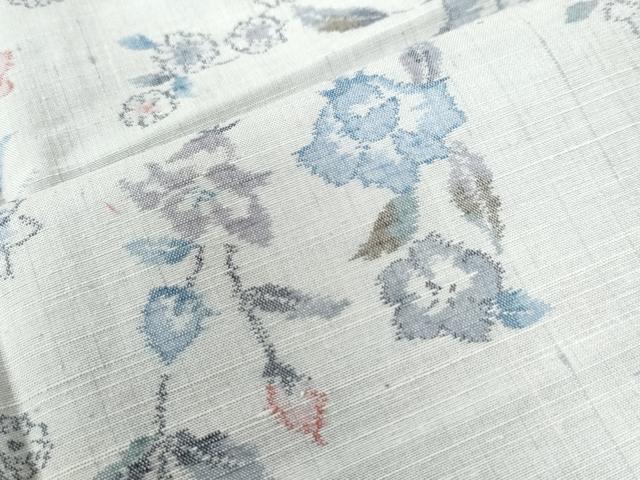 平和屋着物●本真綿紬 草花文 反端付き 正絹 逸品 未使用 CAAW8660yc