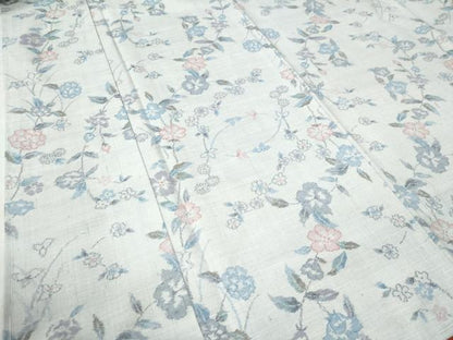 平和屋着物●本真綿紬 草花文 反端付き 正絹 逸品 未使用 CAAW8660yc