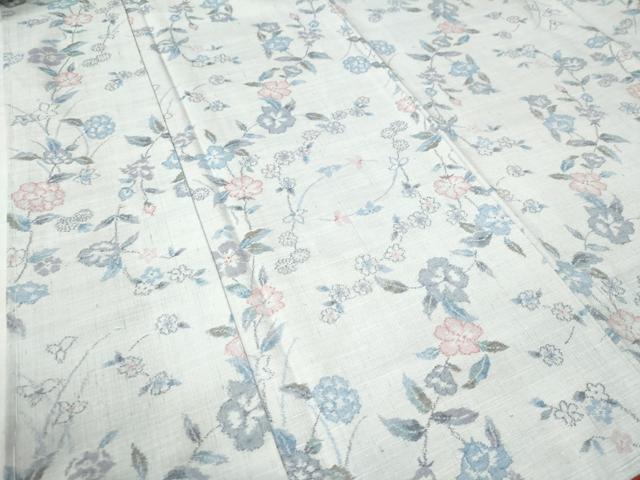 平和屋着物●本真綿紬 草花文 反端付き 正絹 逸品 未使用 CAAW8660yc