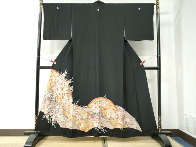 平和屋着物●豪華黒留袖 籬枝梅文 金彩 正絹 逸品 CAAW8680yc