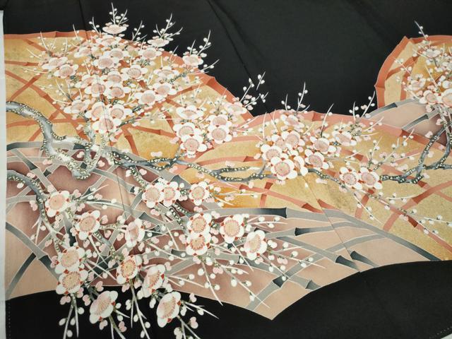 平和屋着物●豪華黒留袖 籬枝梅文 金彩 正絹 逸品 CAAW8680yc