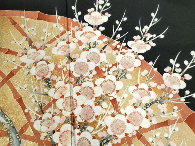 平和屋着物●豪華黒留袖 籬枝梅文 金彩 正絹 逸品 CAAW8680yc