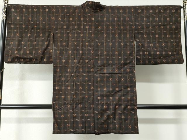 平和屋着物●国指定重要無形文化財　本場久米島紬　手織　道中着セット　正絹　逸品　CAAW8691yc