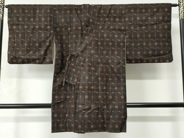 平和屋着物●国指定重要無形文化財　本場久米島紬　手織　道中着セット　正絹　逸品　CAAW8691yc
