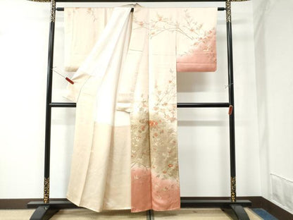 平和屋着物●訪問着　地紙枝橘花文　暈し染め　金彩　正絹　逸品　CAAW8713yc