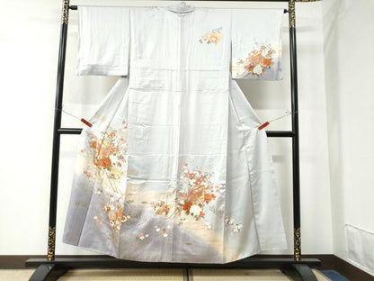平和屋着物●訪問着 胴抜き仕立て 御所車檜扇鼓草花文 暈し染め 金彩 正絹 逸品 CAAW8728yc