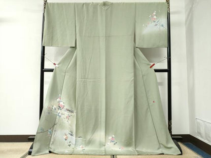 平和屋着物●訪問着 友禅 作家物 霞風景枝花文 暈し染め ロング丈 正絹 逸品 CAAW8752yc