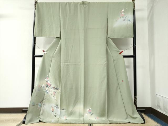 平和屋着物●訪問着 友禅 作家物 霞風景枝花文 暈し染め ロング丈 正絹 逸品 CAAW8752yc
