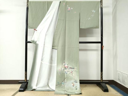 平和屋着物●訪問着 友禅 作家物 霞風景枝花文 暈し染め ロング丈 正絹 逸品 CAAW8752yc