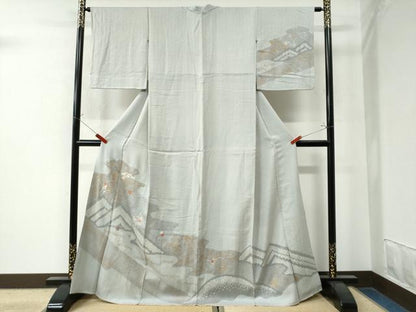 平和屋着物●訪問着　総刺繍　絞り　箔散らし　霞草花文　金彩　正絹　逸品　CAAW8753yc