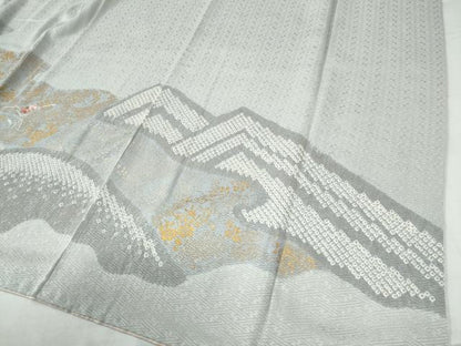 平和屋着物●訪問着　総刺繍　絞り　箔散らし　霞草花文　金彩　正絹　逸品　CAAW8753yc