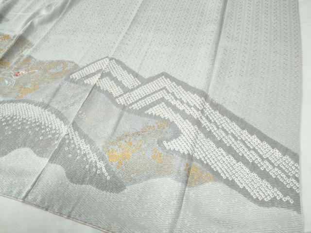 平和屋着物●訪問着　総刺繍　絞り　箔散らし　霞草花文　金彩　正絹　逸品　CAAW8753yc