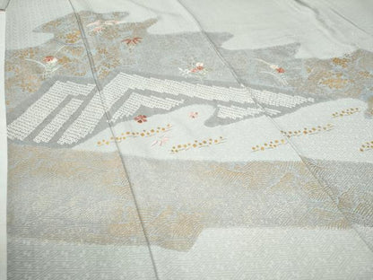 平和屋着物●訪問着　総刺繍　絞り　箔散らし　霞草花文　金彩　正絹　逸品　CAAW8753yc