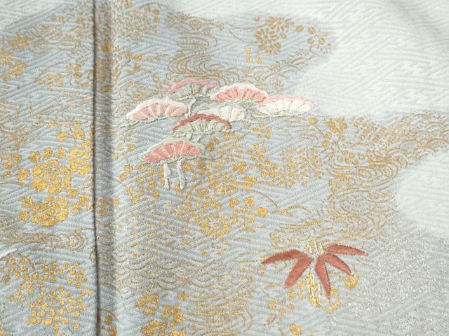 平和屋着物●訪問着　総刺繍　絞り　箔散らし　霞草花文　金彩　正絹　逸品　CAAW8753yc