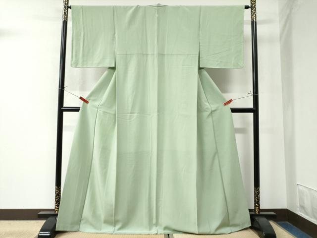 平和屋着物●上質な色無地 若葉色 正絹 逸品 CAAW8757yc
