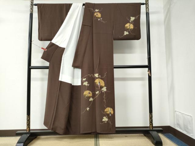 平和屋着物●訪問着　刺繍　蔦の葉雪輪鶴枝花文　金彩　正絹　逸品　CAAW8780yc