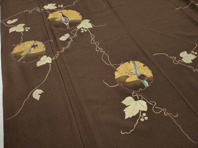 平和屋着物●訪問着　刺繍　蔦の葉雪輪鶴枝花文　金彩　正絹　逸品　CAAW8780yc