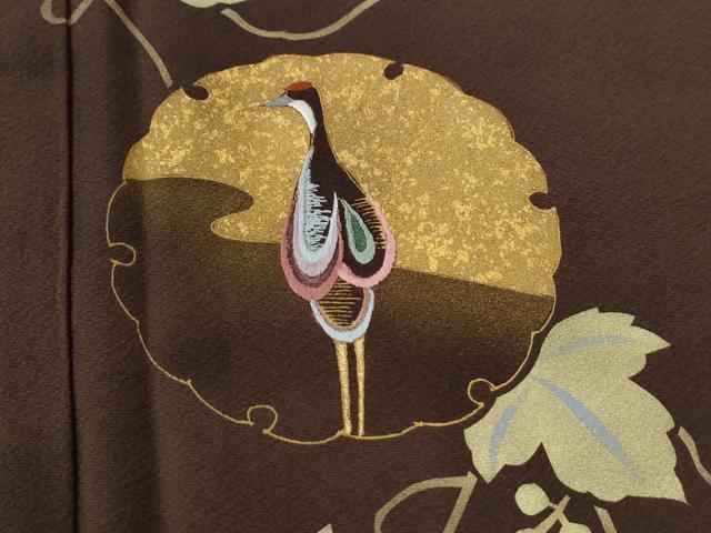 平和屋着物●訪問着　刺繍　蔦の葉雪輪鶴枝花文　金彩　正絹　逸品　CAAW8780yc