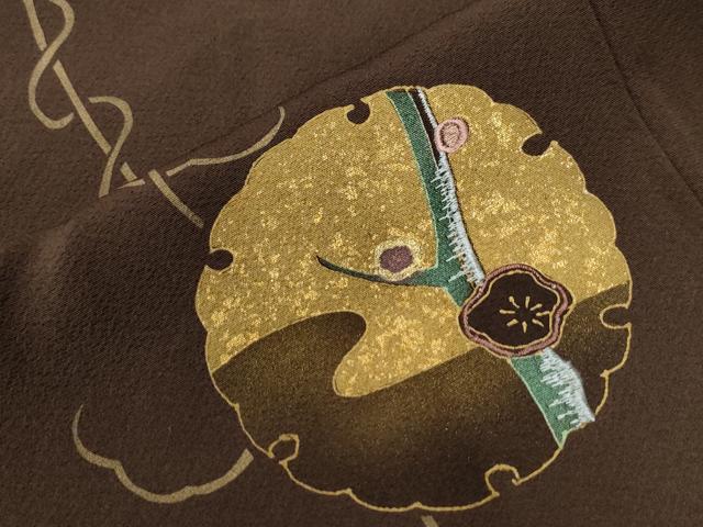 平和屋着物●訪問着　刺繍　蔦の葉雪輪鶴枝花文　金彩　正絹　逸品　CAAW8780yc