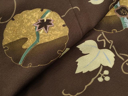 平和屋着物●訪問着　刺繍　蔦の葉雪輪鶴枝花文　金彩　正絹　逸品　CAAW8780yc