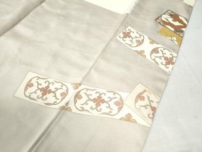 平和屋着物●豪華色留袖　駒刺繍　色紙双鶴花唐草文　金彩　正絹　逸品　CAAW8784yc