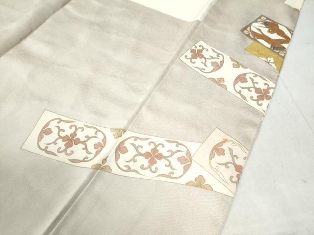 平和屋着物●豪華色留袖　駒刺繍　色紙双鶴花唐草文　金彩　正絹　逸品　CAAW8784yc