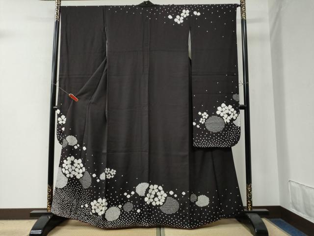 平和屋着物●豪華振袖 絞り 舞華吉祥文 黒紅色 正絹 逸品 CAAW8799yc