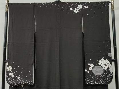 平和屋着物●豪華振袖 絞り 舞華吉祥文 黒紅色 正絹 逸品 CAAW8799yc