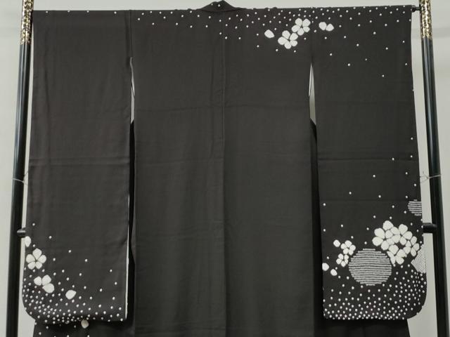 平和屋着物●豪華振袖 絞り 舞華吉祥文 黒紅色 正絹 逸品 CAAW8799yc