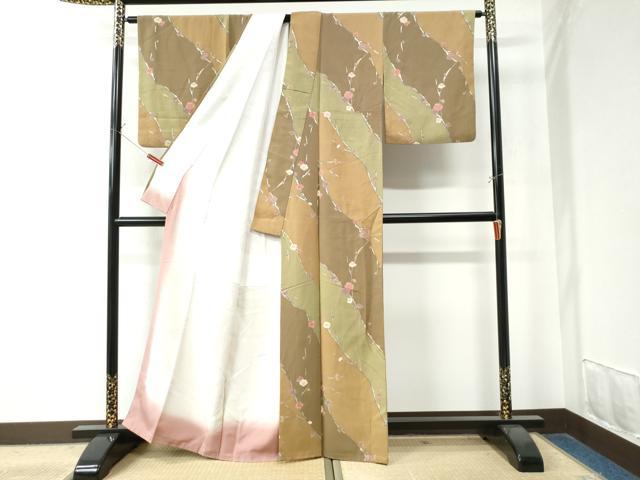 平和屋着物●上質な小紋 枝梅文 金彩 正絹 逸品 CAAW8800yc