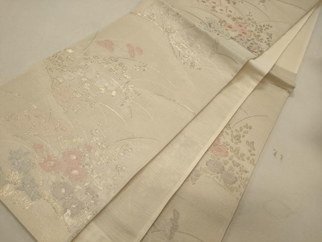 平和屋着物＊夏物 六通柄袋帯 草花文 金糸 正絹 逸品 CAAW8920oy