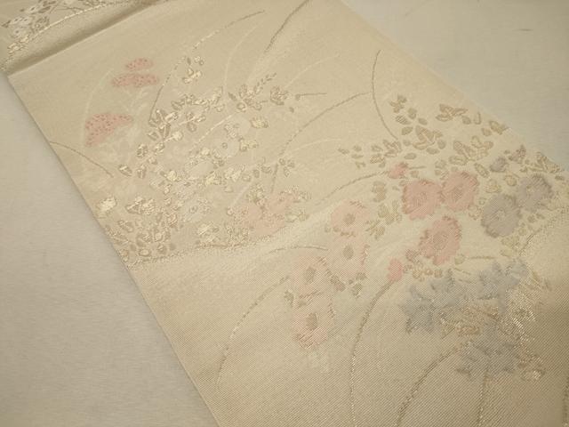 平和屋着物＊夏物 六通柄袋帯 草花文 金糸 正絹 逸品 CAAW8920oy