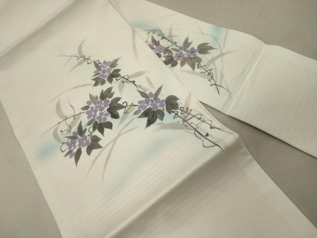 平和屋着物＊夏物 九寸名古屋帯 手描き 草花文 化繊 CAAW8924oy
