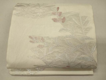 平和屋着物＊夏物 六通柄袋帯 草葉文 銀糸 正絹 逸品 CAAW8935oy