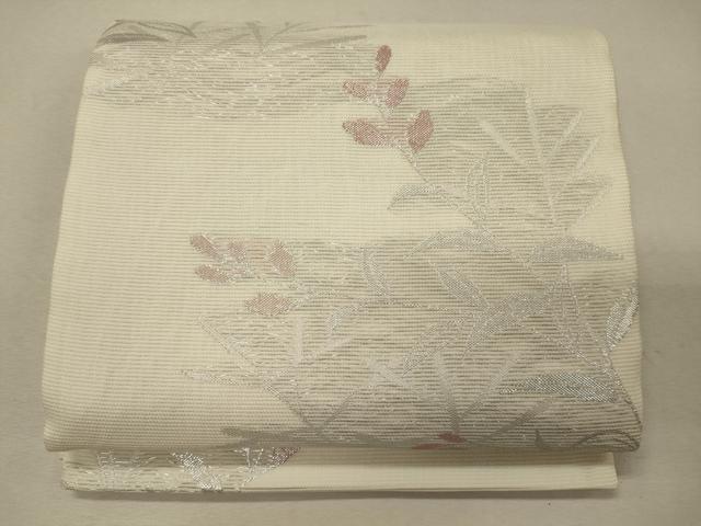 平和屋着物＊夏物 六通柄袋帯 草葉文 銀糸 正絹 逸品 CAAW8935oy