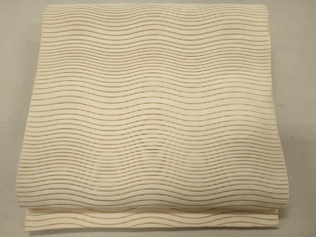 平和屋着物＊夏物 八寸名古屋帯 絽綴れ 流線文 鳥の子色 正絹 逸品 CAAW8941oy