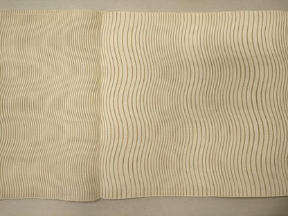 平和屋着物＊夏物 八寸名古屋帯 絽綴れ 流線文 鳥の子色 正絹 逸品 CAAW8941oy