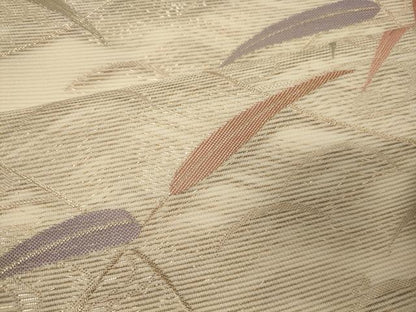 平和屋着物＊夏物 六通柄袋帯 笹の葉文 金糸 正絹 逸品 未使用 CAAW8944oy