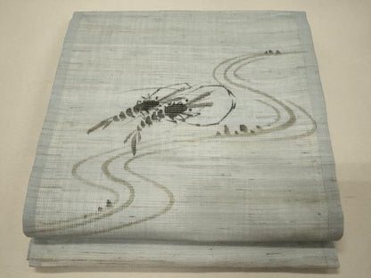 平和屋着物＊夏物 九寸開き名古屋帯 手描き 海老 麻 逸品 CAAW8949oy