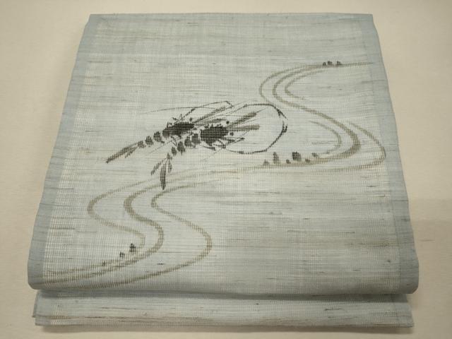 平和屋着物＊夏物 九寸開き名古屋帯 手描き 海老 麻 逸品 CAAW8949oy