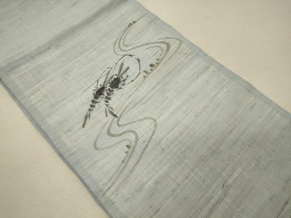 平和屋着物＊夏物 九寸開き名古屋帯 手描き 海老 麻 逸品 CAAW8949oy