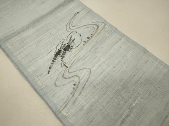 平和屋着物＊夏物 九寸開き名古屋帯 手描き 海老 麻 逸品 CAAW8949oy