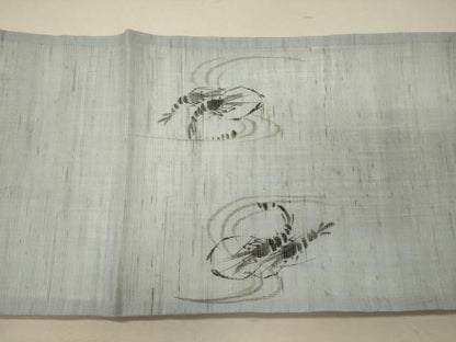 平和屋着物＊夏物 九寸開き名古屋帯 手描き 海老 麻 逸品 CAAW8949oy