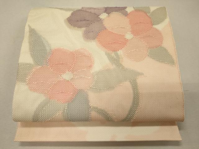 平和屋着物＊夏物 太鼓柄袋帯 草花文 正絹 逸品 CAAW8957oy