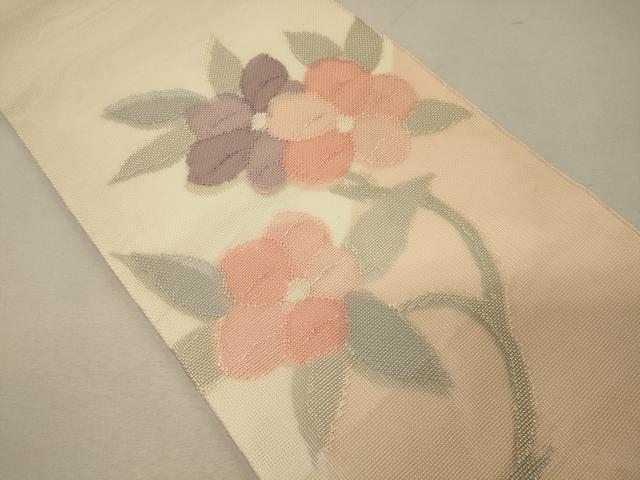平和屋着物＊夏物 太鼓柄袋帯 草花文 正絹 逸品 CAAW8957oy