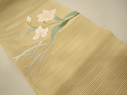 平和屋着物＊夏物 八寸名古屋帯 絽綴れ 草花文 金銀糸 正絹 逸品 CAAW8964oy