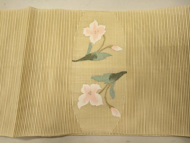 平和屋着物＊夏物 八寸名古屋帯 絽綴れ 草花文 金銀糸 正絹 逸品 CAAW8964oy