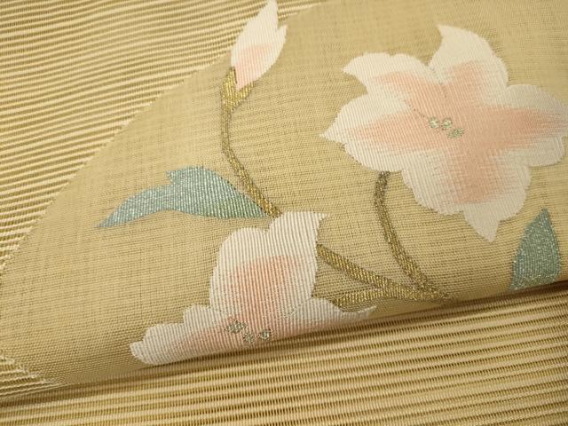 平和屋着物＊夏物 八寸名古屋帯 絽綴れ 草花文 金銀糸 正絹 逸品 CAAW8964oy